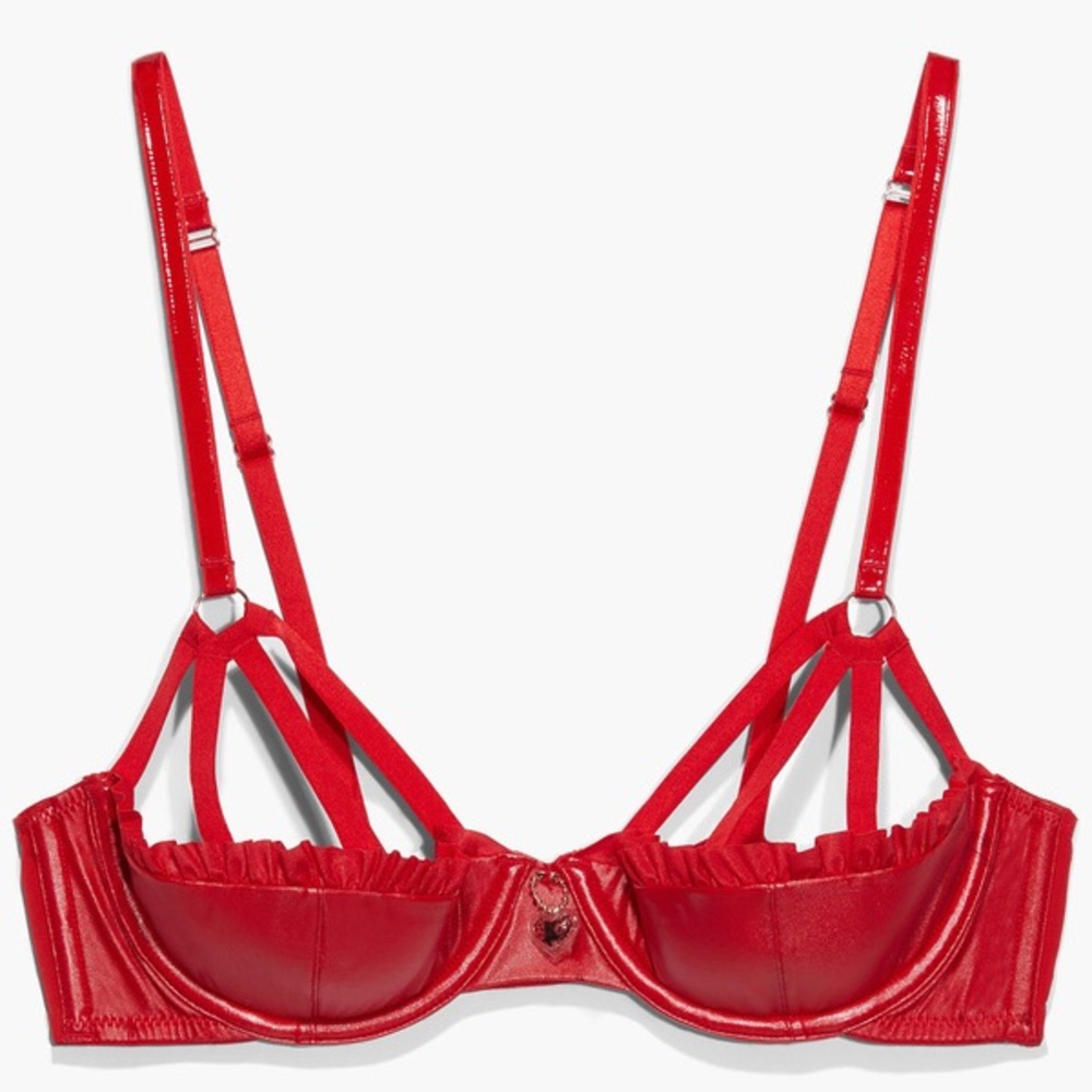 Savage X Fenty Red Strappy Satin Underwire Bra